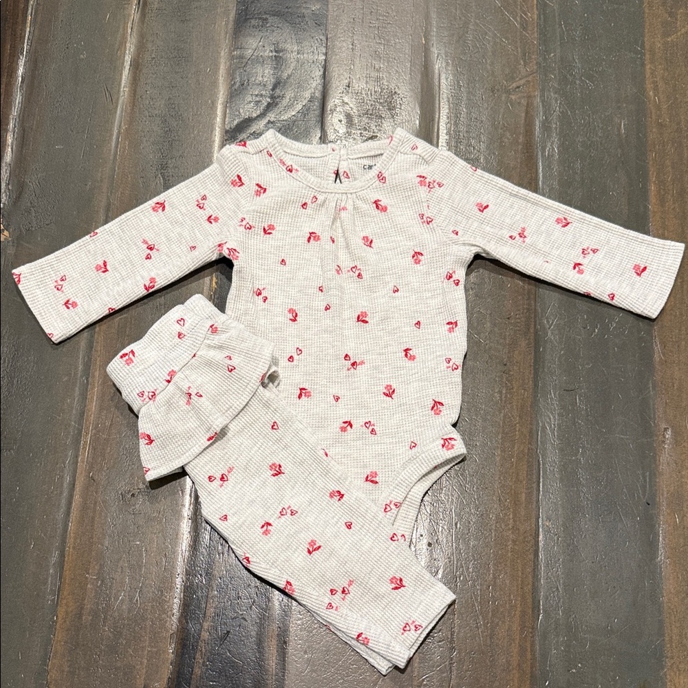 Carter's White and Red Floral Kids Matching Set